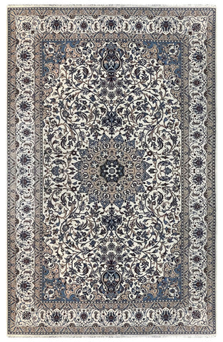 15018 - Nain Persian Hand-Knotted Authentic/Traditional Carpet/Rug Silk-made 10'4" x 6'7"