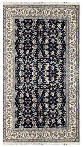 15043 - Nain Persian Hand-Knotted Authentic/Tribal/ Nomadic Carpet/Rug Silk-made/Size: 8'6" x 5'9"