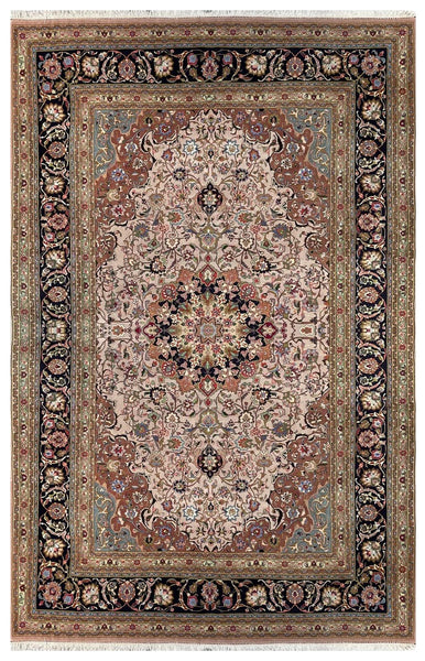 20881-Tabriz Hand-Knotted Semi-Antique(Circa 1980-1995)/Handmade Persian Rug/Carpet Traditional Authentic/ Size: 9'8" x 6'3"