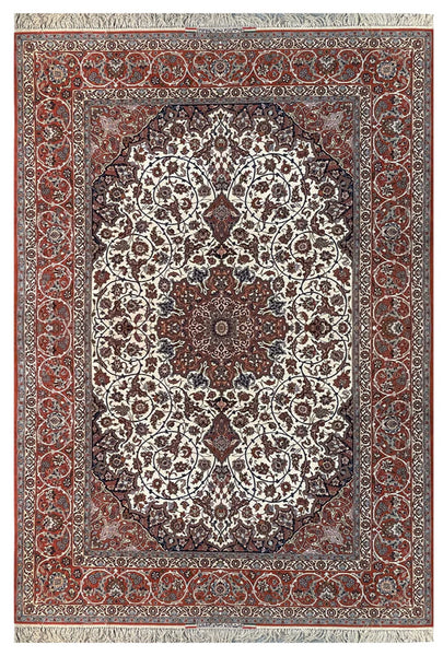 22605-Isfahan (circa 1960 Seirafian)/Hand-Knotted/Handmade Persian Rug/Carpet Traditional Authentic/ Size: 11'0" x 7'0"