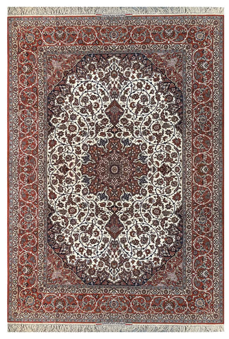 22605-Isfahan (circa 1960 Seirafian)/Hand-Knotted/Handmade Persian Rug/Carpet Traditional Authentic/ Size: 11'0" x 7'0"