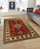 22698 - Kazak Hand-Knotted/Handmade Afghan Tribal/Nomadic Authentic/Size: 6'4" x 4'2"