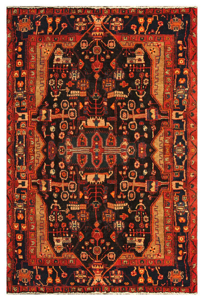 22845 - Hamadan Hand-Knotted/Handmade Persian Rug/Carpet Traditional Authentic/Size: 8'6" x 5'1"