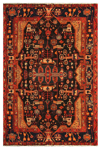 22845 - Hamadan Hand-Knotted/Handmade Persian Rug/Carpet Traditional Authentic/Size: 8'6" x 5'1"