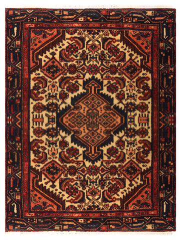 23078 - Hamadan Hand-Knotted/Handmade Persian Rug/Carpet Traditional Authentic/Size: 4'0" x 2'6"