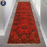 23357 - Khal Mohammad Hand-Knotted/Handmade Afghan Rug/Carpet/Traditional/Authentic/Size: 9'5" x 2'10"