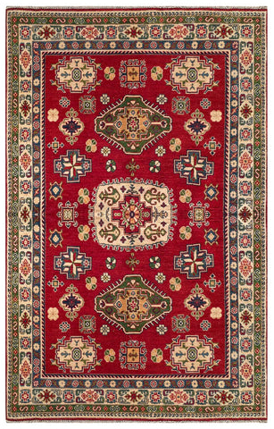 23777- Kazak Afghan Hand-knotted Contemporary/Nomadic/Tribal Carpet/Rug/ Size: 6'11" x 4'9"