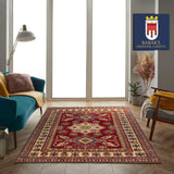 23793- Kazak Afghan Hand-knotted Contemporary/ Nomadic/Tribal Carpet/Rug/ Size: 7'6" x 5'7"