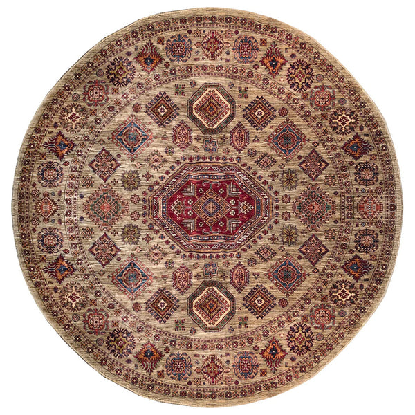 23817- Kazak Afghan Hand-knotted Contemporary/Nomadic/Tribal Carpet/Rug/ Size: 8'1" x 8'0"