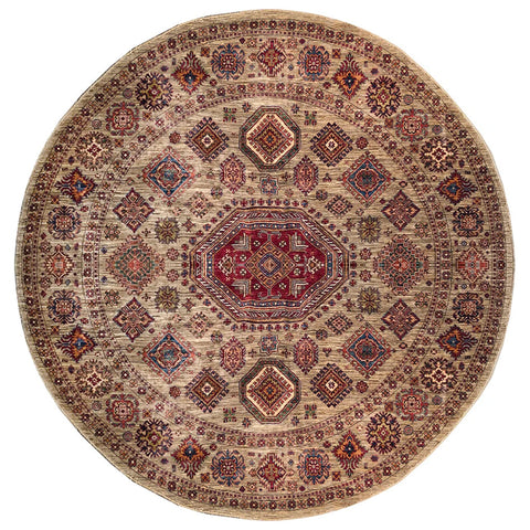 23817- Kazak Afghan Hand-knotted Contemporary/Nomadic/Tribal Carpet/Rug/ Size: 8'1" x 8'0"