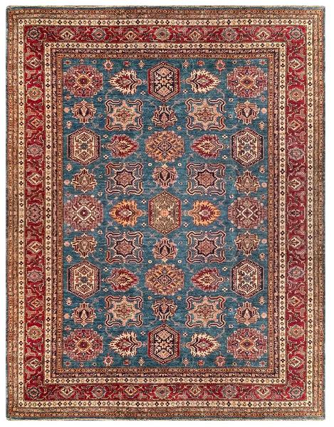 23936- Kazak Afghan Hand-knotted Contemporary/Nomadic/Tribal Carpet/Rug/ Size: 10'7" x 8'2"