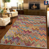 23938 - Kelim Hand-Woven/Flat-Weaved/Afghan Kelim /Carpet Modern/Nomadic Authentic/Size: 9'8" x 7'0"