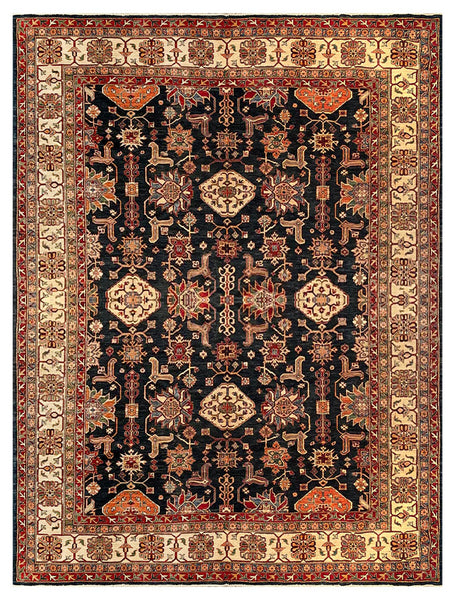 25397-Kazak Hand-Knotted/Handmade Afghan Rug/Carpet Tribal/Nomadic Authentic/ Size: 13’5” x 10’0”