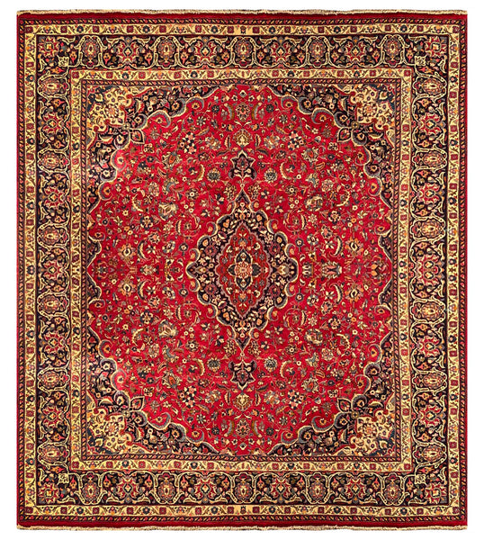 25569-Mashad Hand-Knotted/Handmade Persian Rug/Carpet Traditional Authentic/ Size: 11'4" x 9'11"