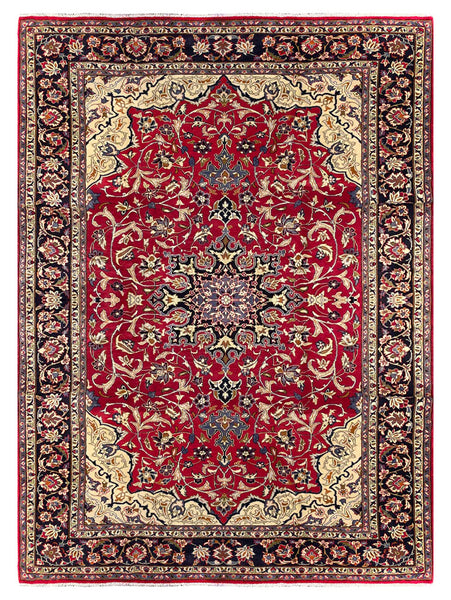 25782- Isfahan Persian Hand-Knotted Authentic/Traditional Carpet/wool pile/cotton base/Rug / Size: 11'1" x 8'0"