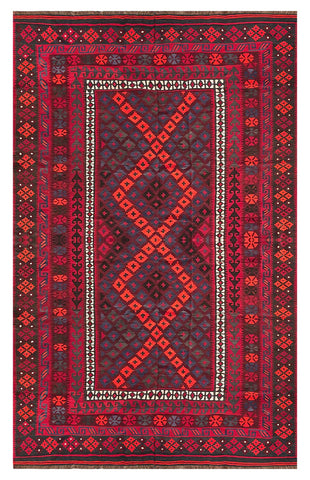 25817- Kelim Hand-Woven/Flat Weaved/Handmade Afghan /Carpet Tribal/Nomadic Authentic/Size: 10'2" x 6'5"