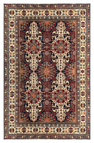 25847-Royal Kazak Hand-Knotted/Handmade Afghan Rug/Carpet Tribal/Nomadic Authentic/ Size: 9'2" x 8'0"