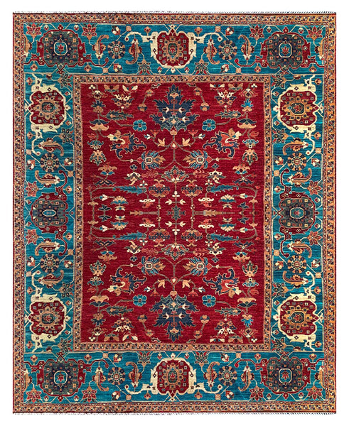 26126-Royal Chobi Ziegler Hand-knotted/Handmade Afghan Rug/Carpet Traditional Authentic/ Size: 9'9" x 7'9"