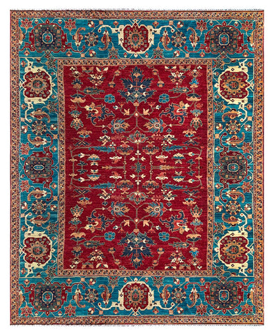 26126-Royal Chobi Ziegler Hand-knotted/Handmade Afghan Rug/Carpet Traditional Authentic/ Size: 9'9" x 7'9"