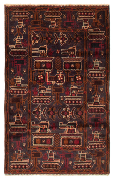 26821- Balutch War RugPersian Hand-knotted Authentic/Nomadic/Tribal Rug/Carpet/ Size: 4'9" x 3'0"