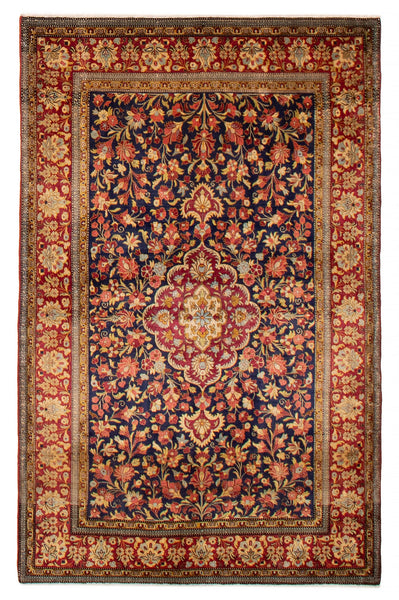 27038-Ghom Hand-knotted/Handmade Persian Rug/Carpet Traditional Authentic/ Size: 5'5" x 3'5"