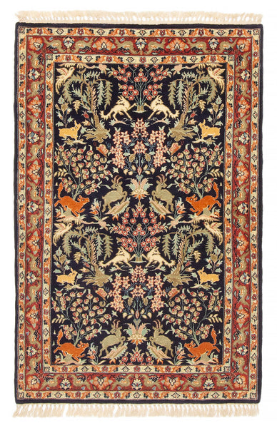 27077- Isfahan Persian Hand-Knotted Authentic/Traditional Carpet/Rug/ Size: 3'7" x 2'4"