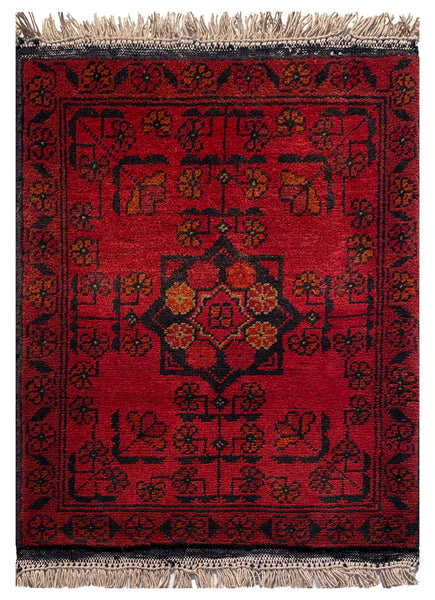 26363- Khal Mohammad Afghan Hand-Knotted Authentic/Traditional/Rug/Size: 2'1" x 1'5"