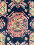 27017-Kazak Hand-Knotted/Handmade Afghan Rug/Carpet Tribal/Nomadic Authentic/ Size: 4'3" x 2'6"