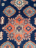 27016-Kazak Hand-Knotted/Handmade Afghan Rug/Carpet Tribal/Nomadic Authentic/ Size: 3'9" x 2'7"