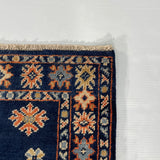 27016-Kazak Hand-Knotted/Handmade Afghan Rug/Carpet Tribal/Nomadic Authentic/ Size: 3'9" x 2'7"