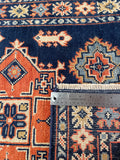 27016-Kazak Hand-Knotted/Handmade Afghan Rug/Carpet Tribal/Nomadic Authentic/ Size: 3'9" x 2'7"