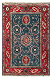 27021-Kazak Hand-Knotted/Handmade Afghan Rug/Carpet Tribal/Nomadic Authentic/ Size: 4'0" x 2'6"