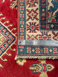 27004-Kazak Hand-Knotted/Handmade Afghan Rug/Carpet Tribal/Nomadic Authentic/ Size: 4'5" x 3'4"