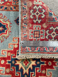 27008-Kazak Hand-Knotted/Handmade Afghan Rug/Carpet Tribal/Nomadic Authentic/ Size: 4'8" x 3'3"