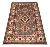 27006-Kazak Hand-Knotted/Handmade Afghan Rug/Carpet Tribal/Nomadic Authentic/ Size: 4'8" x 3'2"