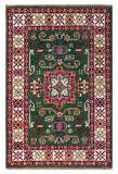 26997-Kazak Hand-Knotted/Handmade Afghan Rug/Carpet Tribal/Nomadic Authentic/ Size: 5'0" x 3'3"