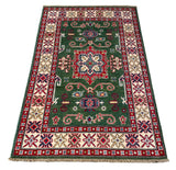 26997-Kazak Hand-Knotted/Handmade Afghan Rug/Carpet Tribal/Nomadic Authentic/ Size: 5'0" x 3'3"