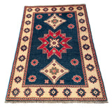 27005-Kazak Hand-Knotted/Handmade Afghan Rug/Carpet Tribal/Nomadic Authentic/ Size: 4'7" x 3'3"