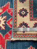 27005-Kazak Hand-Knotted/Handmade Afghan Rug/Carpet Tribal/Nomadic Authentic/ Size: 4'7" x 3'3"