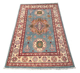 27001-Kazak Hand-Knotted/Handmade Afghan Rug/Carpet Tribal/Nomadic Authentic/ Size: 5'4" x 3'3"