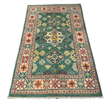 27003-Kazak Hand-Knotted/Handmade Afghan Rug/Carpet Tribal/Nomadic Authentic/ Size: 4'8" x 3'0"