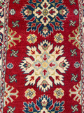 26984-Kazak Hand-Knotted/Handmade Afghan Rug/Carpet Tribal/Nomadic Authentic/ Size: 9'3" x 2'6"