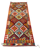 26950- Kelim Hand-Woven/Flat Weaved/Handmade Afghan /Carpet Tribal/Nomadic Authentic/Size: 6'6" x 2'6"