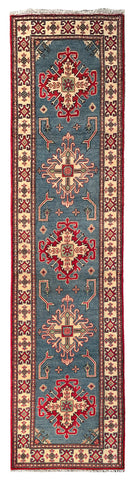 26983-Kazak Hand-Knotted/Handmade Afghan Rug/Carpet Tribal/Nomadic Authentic/ Size: 9'10" x 2'6"