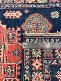 27018-Kazak Hand-Knotted/Handmade Afghan Rug/Carpet Tribal/Nomadic Authentic/ Size: 4'0" x 2'5"