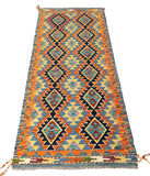 26935- Kelim Hand-Woven/Flat Weaved/Handmade Afghan /Carpet Tribal/Nomadic Authentic/Size: 6'4" x 2'7"