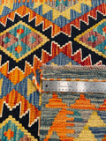 26935- Kelim Hand-Woven/Flat Weaved/Handmade Afghan /Carpet Tribal/Nomadic Authentic/Size: 6'4" x 2'7"