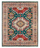 26989-Kazak Hand-Knotted/Handmade Afghan Rug/Carpet Tribal/Nomadic Authentic/ Size: 9'9" x 8'0"