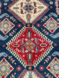 26908-Kazak Hand-Knotted/Handmade Afghan Rug/Carpet Tribal/Nomadic Authentic/ Size: 8'3" x 5'10"