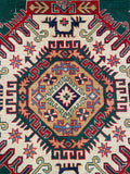 26990-Kazak Hand-Knotted/Handmade Afghan Rug/Carpet Tribal/Nomadic Authentic/ Size: 11'6" x 8'4"